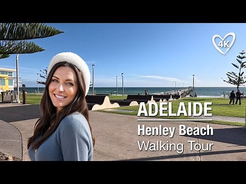 Relaxing Virtual Walk Tour of Henley Beach in Adelaide Australia with ocean sounds in 4K UHD