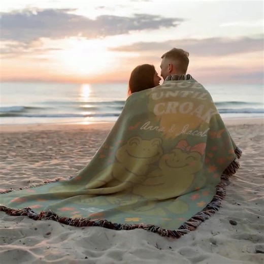 Funny Frog Couple Woven Blanket With Names and Year, Together Until We Croak Gift, Personalized Wedding or Anniversary Throw for Him or Her - Etsy
