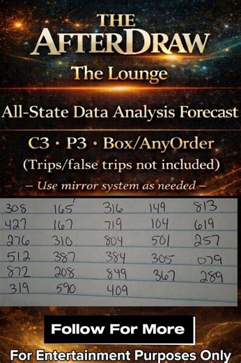Cash 3 Pick 3 Daily Post Draw Reference 1/24
