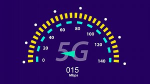 Download animation internet speed test 5g. holographic circle modern style technology, rotating on arrow cursor lever. visual background of internet speed. for free