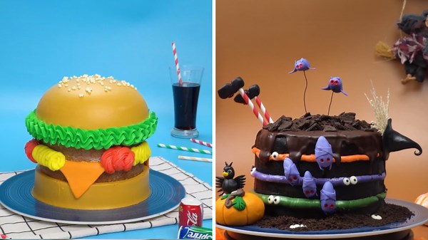 Burger-Shaped Cake Design | Fun & Creative Dessert Ideas 🍔🎂