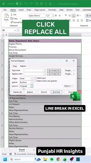 How to remove Line breaks in excel