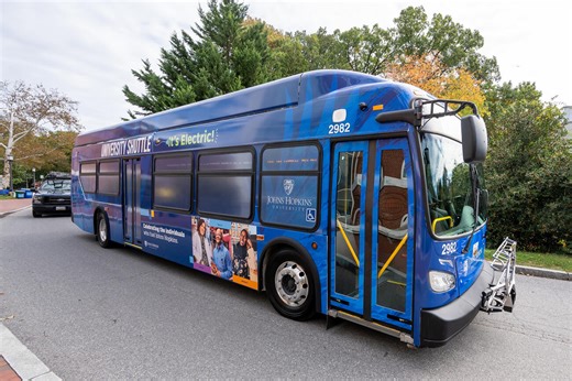 An electric debut for new eco-friendly Johns Hopkins buses