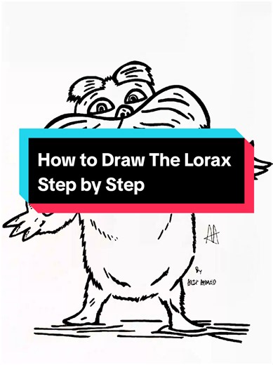 How to Draw The Lorax Step by Step #thelorax #howtodraw #stepbystep #2danimation #artist