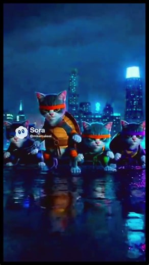 Teenage mutant ninja kittens, a ba ba ba ba bad knock off #ai #catshorts #aicat #tmnt #aicat