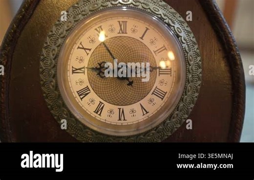 Vintage antique clock face with roman numerals and ticking sound, macro close-up of old wooden timepiece Stock Video Footage - Alamy