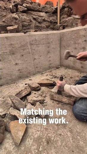 How I'm laying fieldstone to match a 140 year old foundation #mason #restoration ##building #design