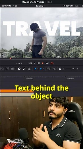How to add text behind object - Davinci Resolve