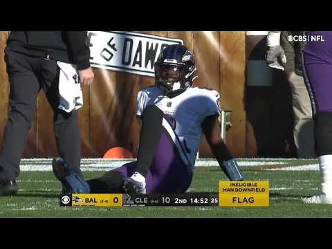 Lamar Jackson Ankle Injury vs. Browns (CARTED OFF)