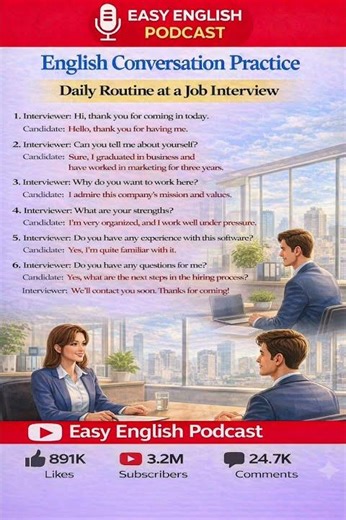 How to Ace a Job Interview in English 🎯Caption for YouTube #english #learnenglish Short