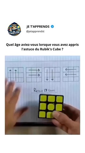 Je t’apprends | Résoudre un Rubik’s Cube ne consiste pas à tourner au hasard, mais à réduire le chaos en motifs répétables. La plupart des méthodes pour... | Instagram