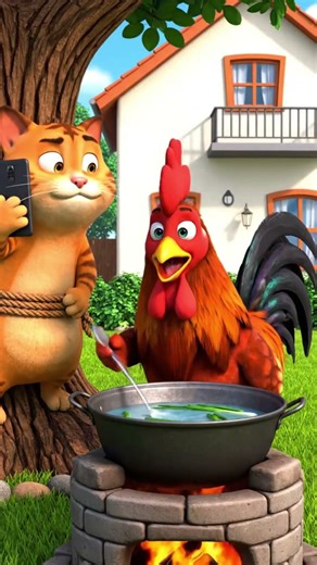 Cat Attacks Rooster and INSTANTLY REGRETS IT! 😂 #shorts #cat #funny