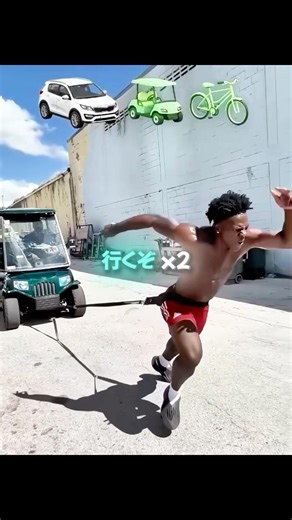 車を引くチャレンジに挑戦するアイショースピード