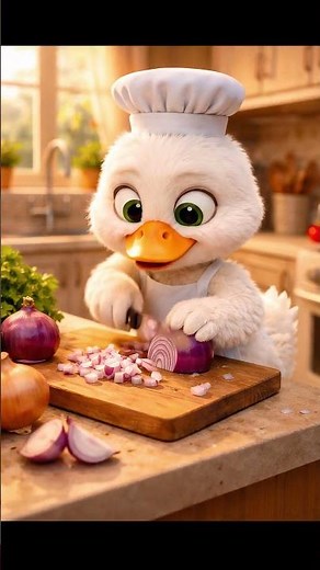 Adorable 3D Duck Chef Cooks from Groceries to Dinner | Pixar-Style Short #shorts #duck #animals