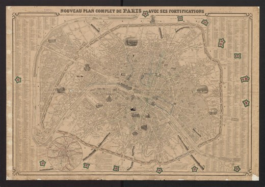 1852 Map of Paris, Historic Paris City Map, France Poster (digital Download) - Etsy