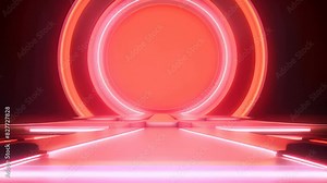 podium Futuristic showcase with platform for product displaying. Empty modern stage display. Seamless looping motion design. Video animation Ultra HD 4K 3840x2160