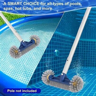 Heavy Duty Dual-Sided Round Brush Pool Cleaning Brush, Detachable Handle Reinforced Pool Brush Suitable For In-Ground/Above-Ground Pools, Spas, Pool Walls, Pool Bottom, Steps, Hot Tubs And Pool Cleaning Equipment, 360° Efficient Cleaning Tool, Professional Pool Cleaning Brush, Pool Wall Brush, In-Ground Pool Cleaning Brush, Beach Essentials, Pool Float | SHEIN
