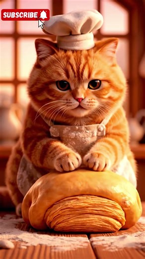 The Baker Cat🐱|Velvet Paws🐾 & Flaky Dough🍞|Soft Paws, Golden Crust #aivideo #trending