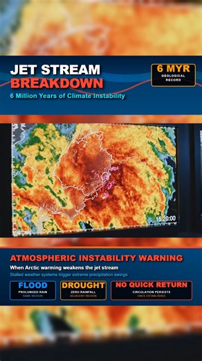 🌍⚠️ WEATHER SYSTEMS ARE STALLING ⚠️🌍 Geological evidence stretching back millions of years shows a clear pattern. When the jet stream weakens and loses structure, weather stops moving. Rain remains over the same regions for days or weeks. Other areas are left dry with no relief. Flooding intensifies where moisture accumulates. Drought deepens where it does not. This atmospheric behavior is linked to Arctic warming and reduced temperature contrast between the poles and lower latitudes. The resu