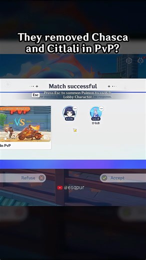 They removed Chasca and Citlali in PvP? 🥀