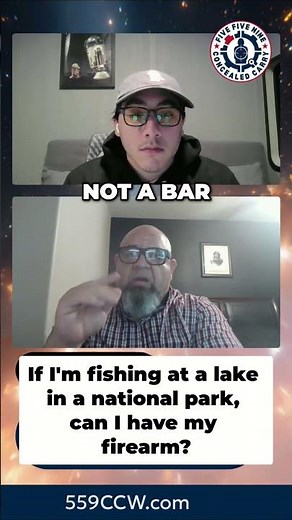 Can you carry a firearm while fishing at a lake inside a national park?