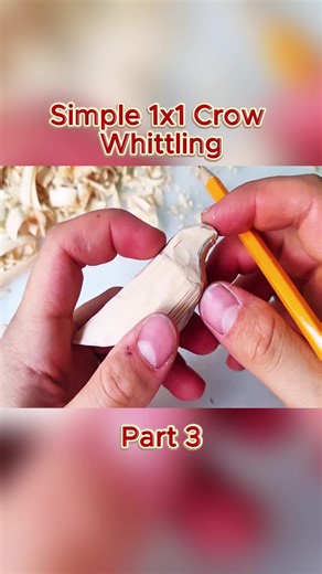 Simple 1x1 Crow Whittling Step-by-Step for Beginners #whittling#woodcarving#beginnerwoodworking#satisfying#relaxing (3)