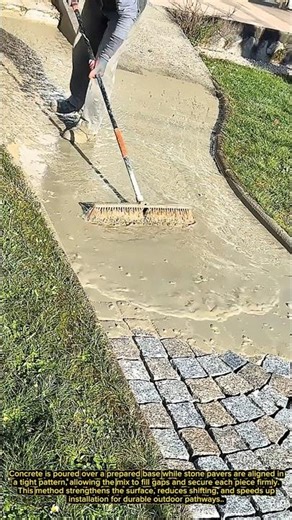 Perfect stone paving locked in place with a smooth concrete flow