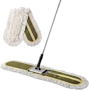 36" Commercial Dust Mops for Floor Cleaning Heavy Duty Floor Duster Mop with Long Handle Hotel Gym Household Cleaning Supplies for Hardwood, Tiles, Marble Floors (Green)
