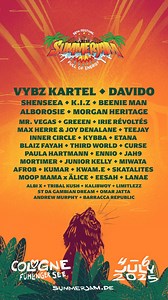 This summer will be history – it’s about to get real! ✨ The 38th edition of Summerjam Festival is coming in HOT, and the full lineup is locked & loaded! 🚀 Brace yourself for the biggest names in Reggae, Dancehall, Afrobeats & Hip-Hop – all in one place. 🌍 Say hello to: VYBZ KARTEL, DAVIDO, SHENSEEA, K.I.Z, BEENIE MAN, ALBOROSIE, MORGAN HERITAGE, MR. VEGAS, GREEEN, IRIE RÉVOLTÉS, MAX HERRE & JOY DENALANE, TEEJAY, INNER CIRCLE, KYBBA, ETANA, BLAIZ FAYAH, THIRD WORLD, CURSE, PAULA HARTMANN, ENNIO