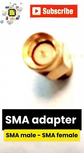 The adapter consists of a Male SMA connector on one end and a Female SMA connector