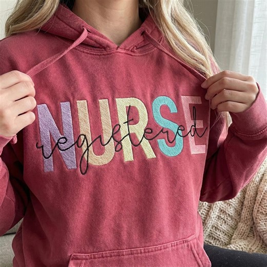 Registered Nurse Embroidery Design With Script Overlay Text, Cute Colorful RN Lettering Art, Machine Embroidery File PES DST, Nurse Gift - Etsy