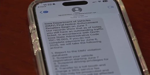 Iowa DOT warns against Department of Motor Vehicles text scam