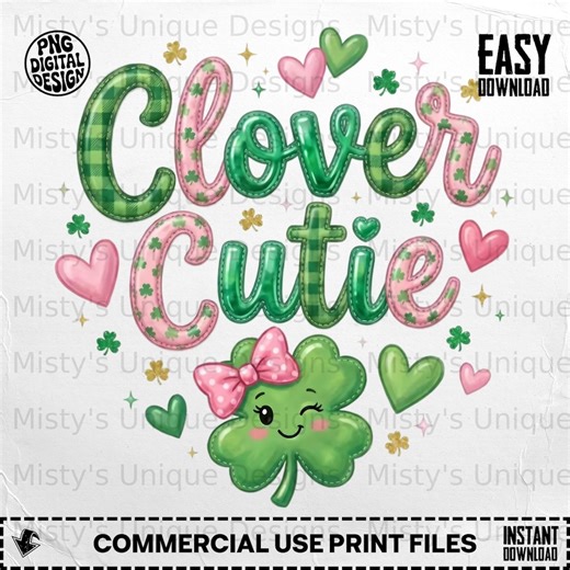 Clover Cutie Digital Download Clipart PNG, St Patricks Day Cute Clover , Lucky Charm, Kid Design, Digital Graphics, Scrapbooking - Etsy