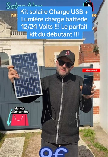 Kit solaire Charge USB Lumière charge batterie 12/24 Volts !!! Le parfait kit du débutant !!! Prix : 9 € !!! #tiktokshop #offrespourtoi #offresdeprintemps #viral #autonomie