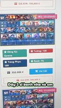 Review Acc Liên Quân 108 Tướng Và 189 Trang Phục,Rank Tinh Anh Có Gì ? Bán Acc Liên Quân 300K #lqmb