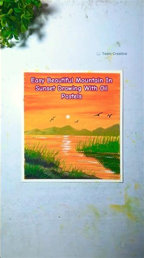 🌄 #easy #beautiful Mountain In Sunset Drawing With Oil Pastels 💕✍️ #art #drawing #shorts