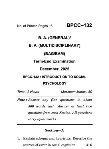 BPCC-132 Dec 2025 | IGNOU Previous Year Question Paper