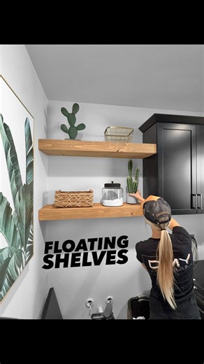 Easy Custom Chunky floating shelves that elevate any space on a home 🔥 SAVE THIS! I created my own custom build plans for these shelves on my build plans website for YOU to create yourself. So worth it . . . #interiordesign #interiordesigner #interior #floatingshelves #interiordesignideas #interiordecor #fireplace #fireplacedesign #fireplacemakeover #accentwall #homedesign #homedesignideas #homerenovation #homerenovations #homerenovationideas #homedecoration #accentwall #accentwallideas #hgtv #