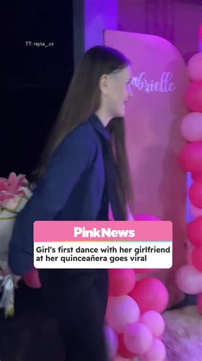 A girl has gone viral for sharing her first dance at her quinceañera. The video, posted to her TikTok account (raysa_.zx), shows them meet on the dancefloor and dance together. | PinkNews