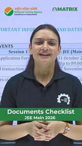 95K views · 610 reactions | Check the required documents before filling your JEE Main 2026 form! ✨ . . . . . #JEEMain #JEEMain2026 #JEEPrep #MatrixJEE #MatrixSikar | Matrix | Facebook
