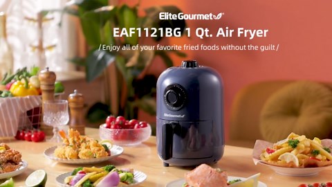 Elite Gourmet EAF1121 Personal 1.1 Qt. Compact Space Saving Electric Hot Air Fryer Oil-Less Healthy Cooker, Timer & Temperature Controls, 1000W
