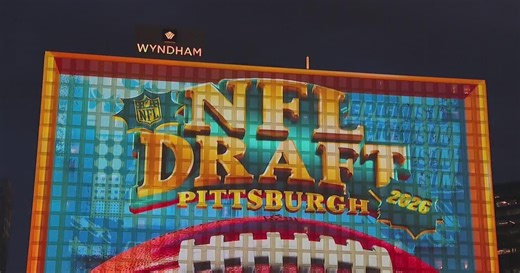 Massive light projection on hotel in Pittsburgh is ready for NFL draft