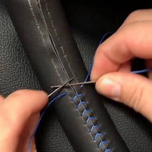 #handstitching a #steeringwheel in #leather demonstrated by @top_rul_krd Check out @top_rul_krd for more great pics and videos. #thehogring #handmade #autoupholstery #upholstery #sewing #stitching #carinterior #hotrod #leatherwork #leathercraft #streetrod #leather | TheHogRing.com