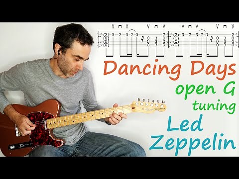 Dancing Days - in open G - Led Zeppelin - Guitar lesson / tutorial / cover with tab