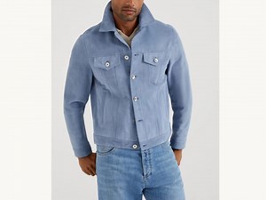 Blue Suede Leather Trucker Jacket: Custom Fit Men's Style - Etsy