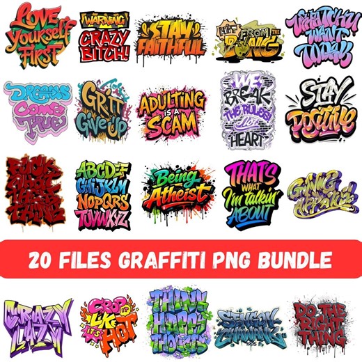 Graffiti Motivation Quotes PNG Bundle, Urban Street Art Graphics (digital Download) - Etsy