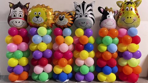 Balloon Sticks Stands With Cups - 6 Sets 28" Tall Balloon Column Stands Kits with Base for Table Top / Floor Centerpiece Holder Sticks for Parties Decoration