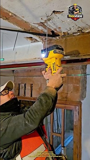 Cutting Steel in the Ceiling Using a Mini Metal Cutting Tool #constructionwork #powertools