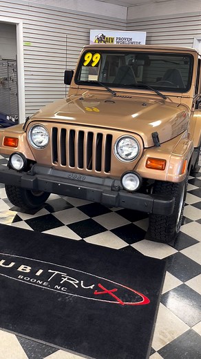 Truly an untouched classic✨ This 1999 Wrangler TJ Sahara is ready to turn heads with it’s new owner. Featuring • 4.0L inline 6 engine • Part time 4wd • Body colored fender flares • Removable hardtop and doors • 2,000lbs towing capacity Don’t pass up this very clean, low mileage gem! If you’re interested, please visit our website: https://www.rubitrux.com/products/pre-owned-1999-jeep-wrangler-sahara-hard-top-gold #jeepnation4x4 #adventurejeep #jeep #mopar #jeepwrangler #4x4 #jeepwave #jeepwrangle