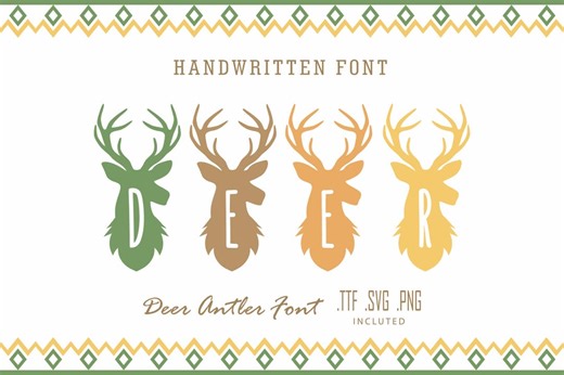 Reindeer Font Christmas Font With Deer Antlers Christmas Script Reindeer Alphabet Reindeer Antlers Font Hunting Font Cricut Canva Procreate - Etsy